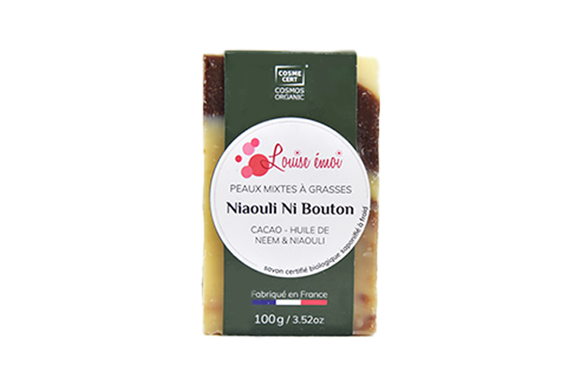 Niaouli Ni Bouton (100 g) - Die Niaouli Ni Bouton-Seife ist der ultimative Verbündete gegen unreine Haut. Sie reinigt sanft und hilft, Pickel zu bekämpfen.