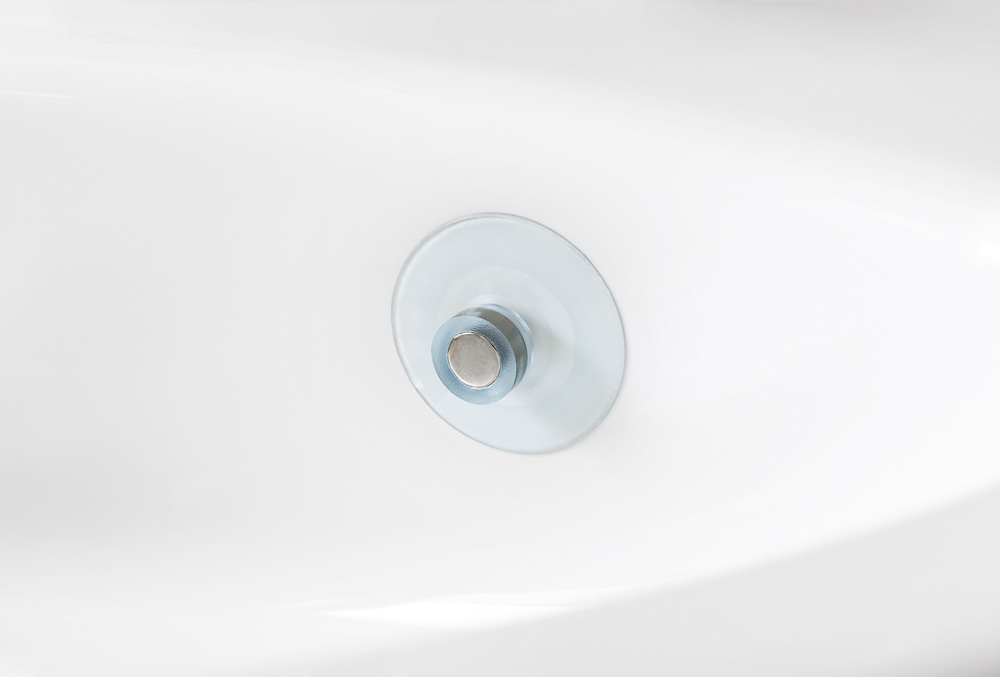 Clean and tidy bathroom with suction cup soap holder